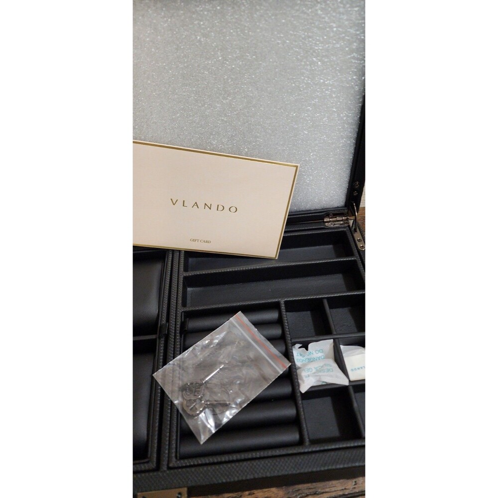 Vlando black 6 compartments watch‎ storage Jewelry Box with watch pillows Black